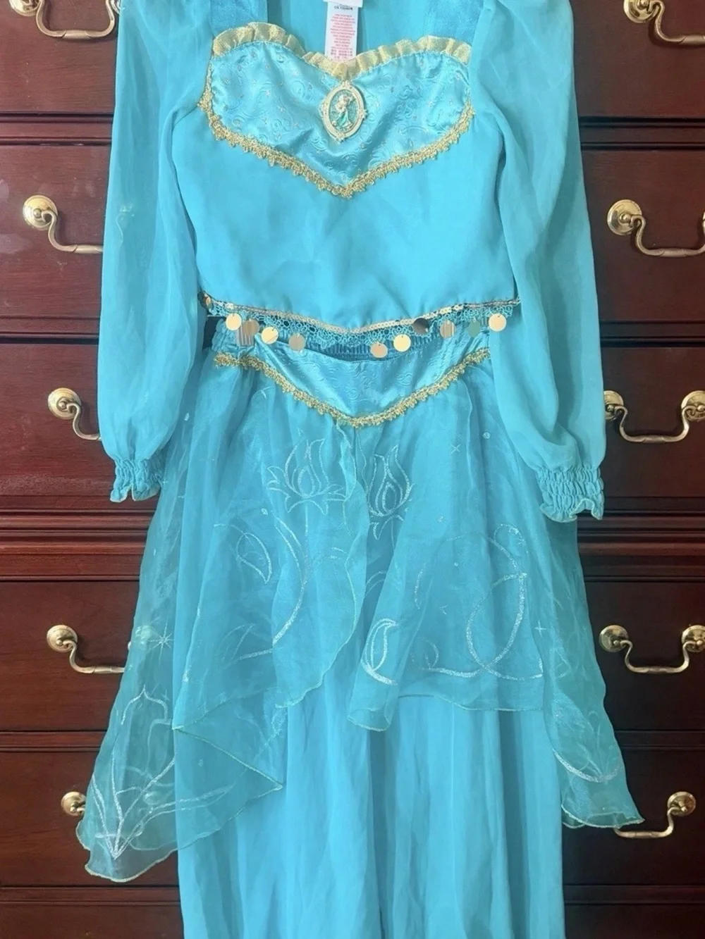 Disney Store Girls Princess Jasmine 2PC Sparkly Halloween Costume Size 7/8 ec